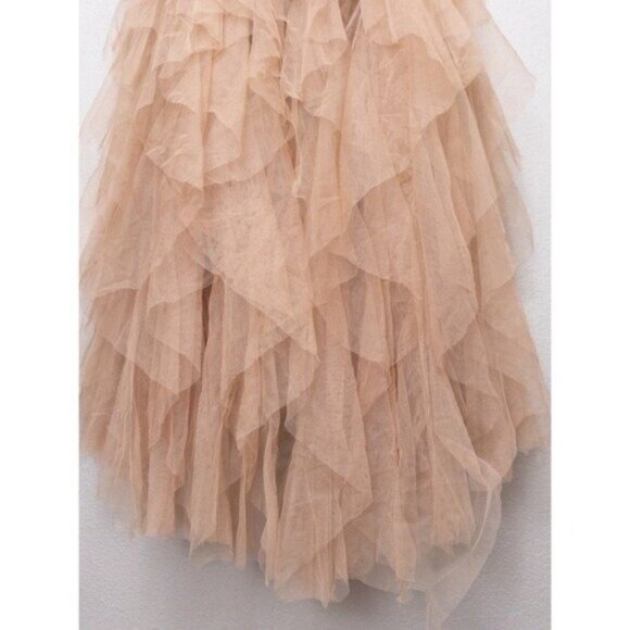 NWT For Love & Lemons x REVOLVE Bustier Gown XL Warm Taupe Ruffle Tulle Lace - Picture 11 of 14